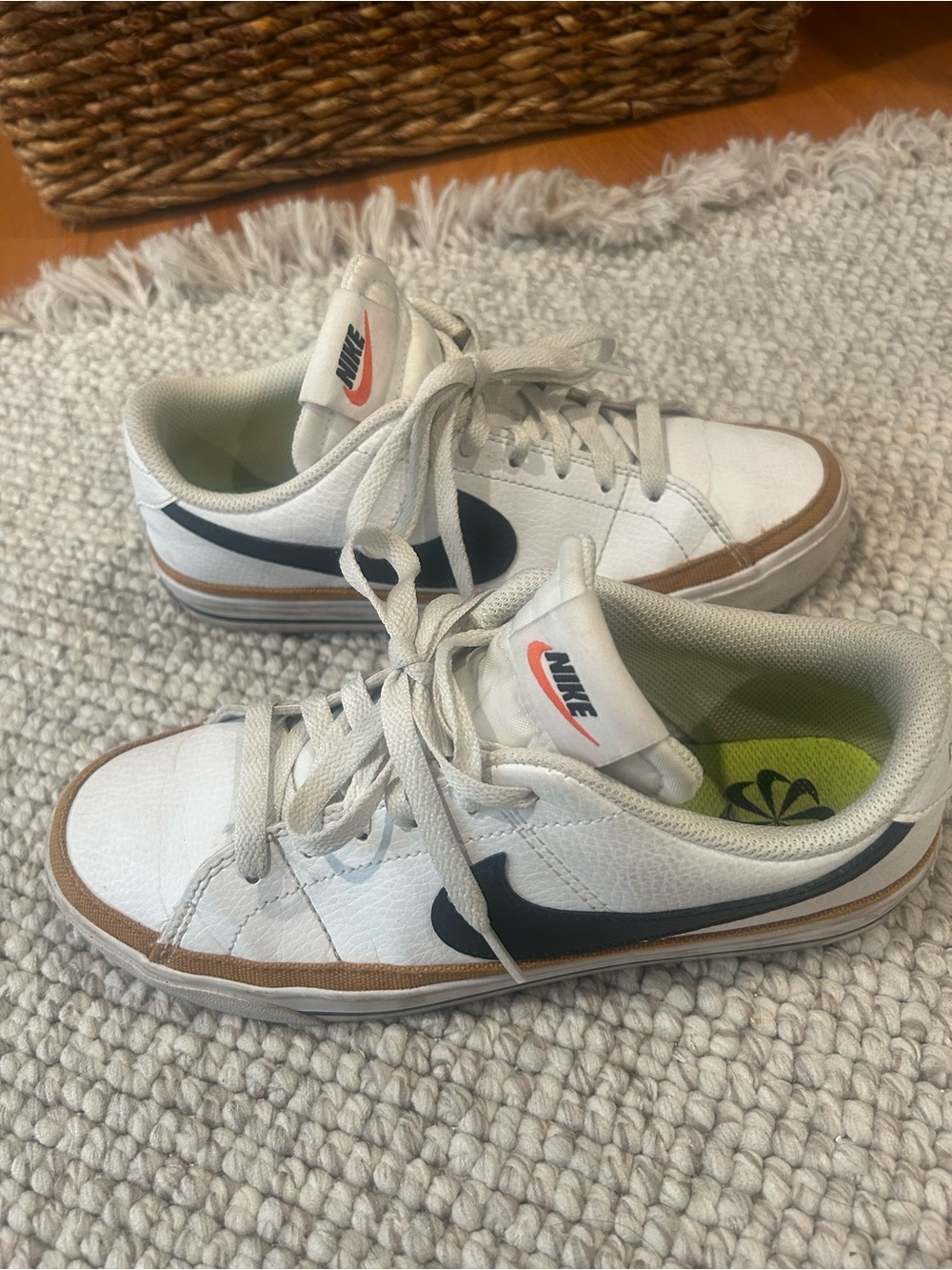 Nike Court Legacy Low-Top Sneakers with Black Swoosh and Brown Trim